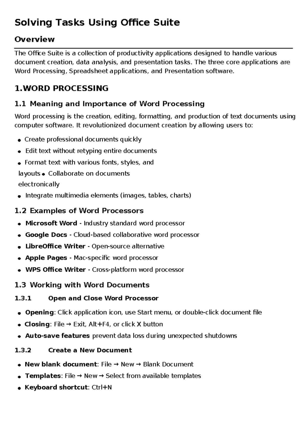 Element 2 - Office Suite Productivity Applications Overview - Studocu