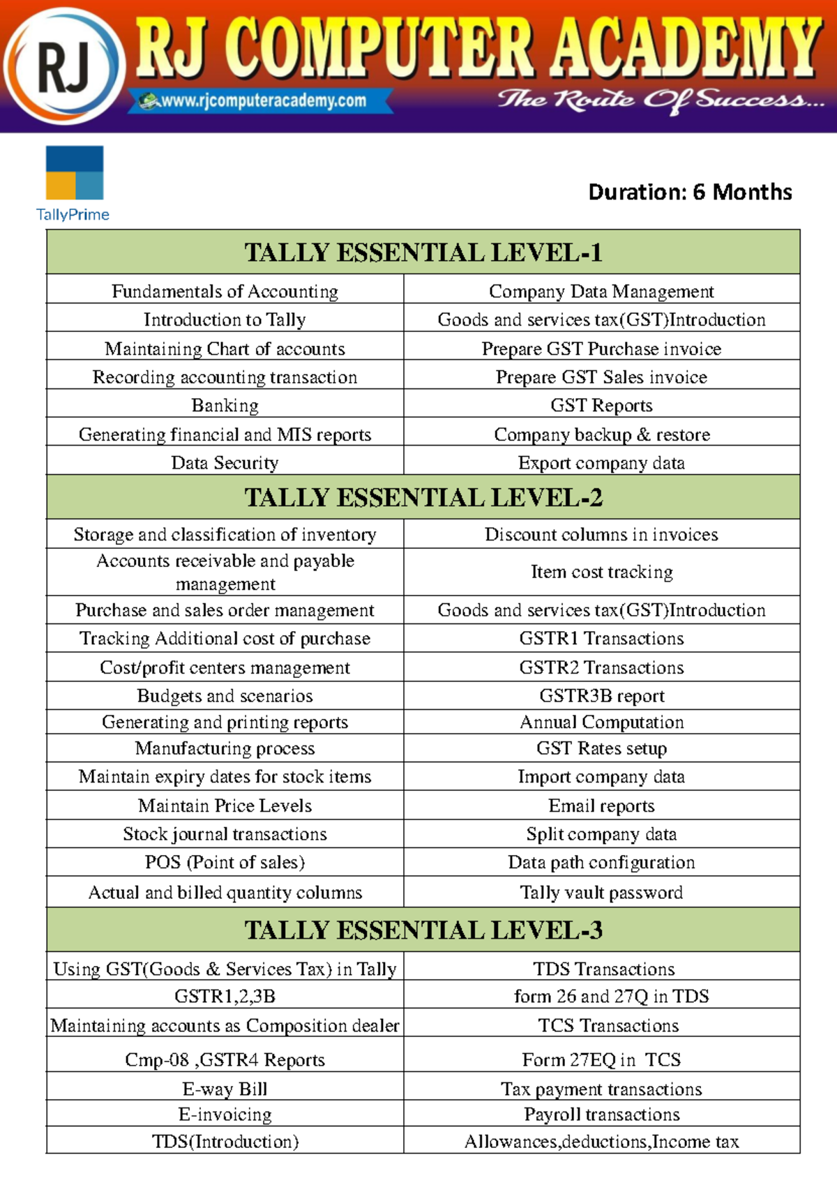 Tally Syllabus - Su go go go DM to - TALLY ESSENTIAL LEVEL- 1 ...