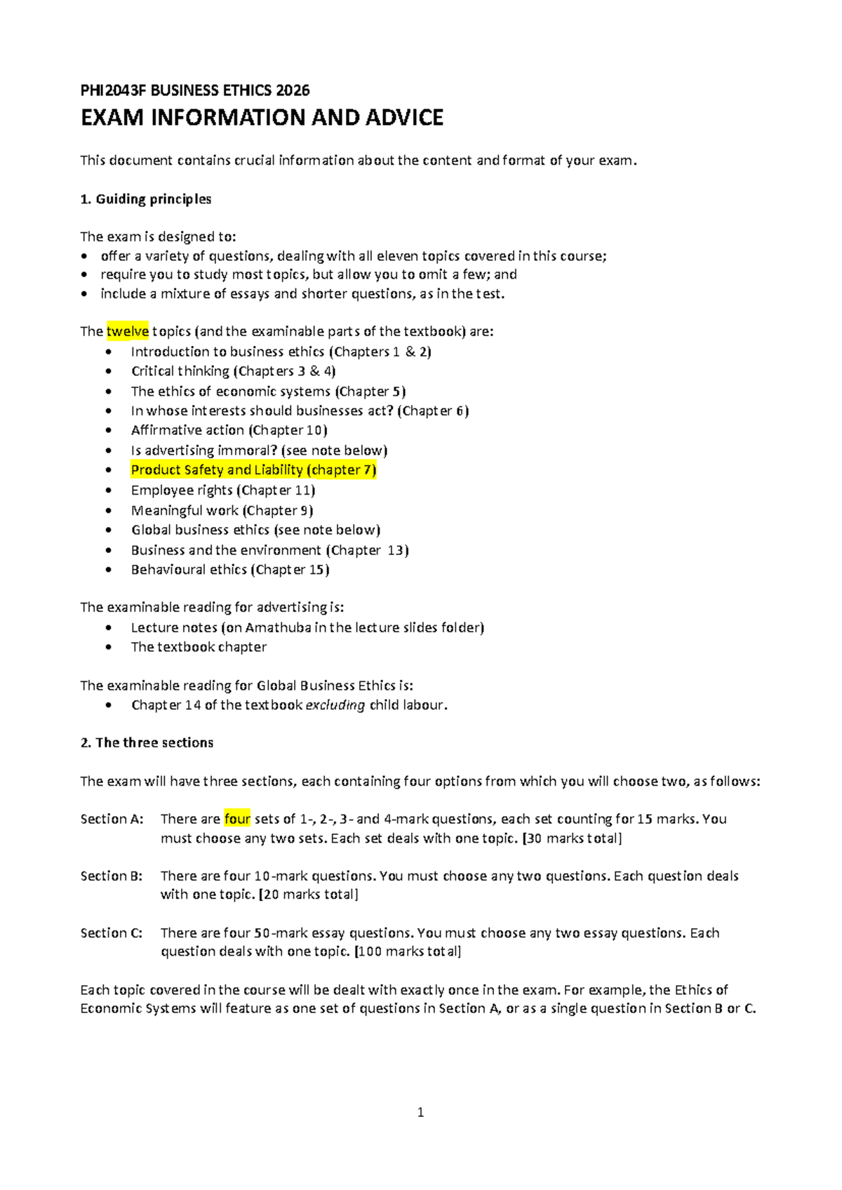 PHI2043F BUSINESS ETHICS 2026 EXAM INFO & STUDY ADVICE - Studocu