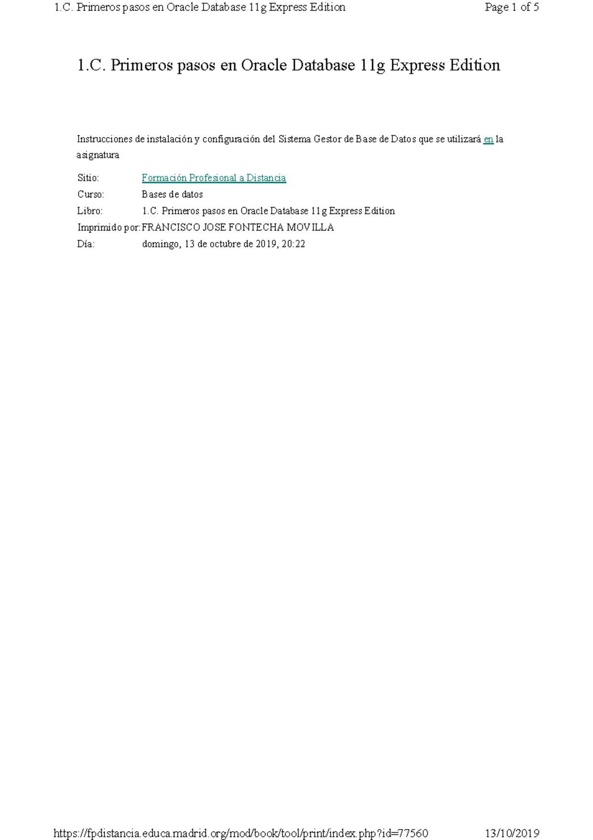 Curso: Bases de Datos - Guía de Instalación y Primeros Pasos en Oracle ...