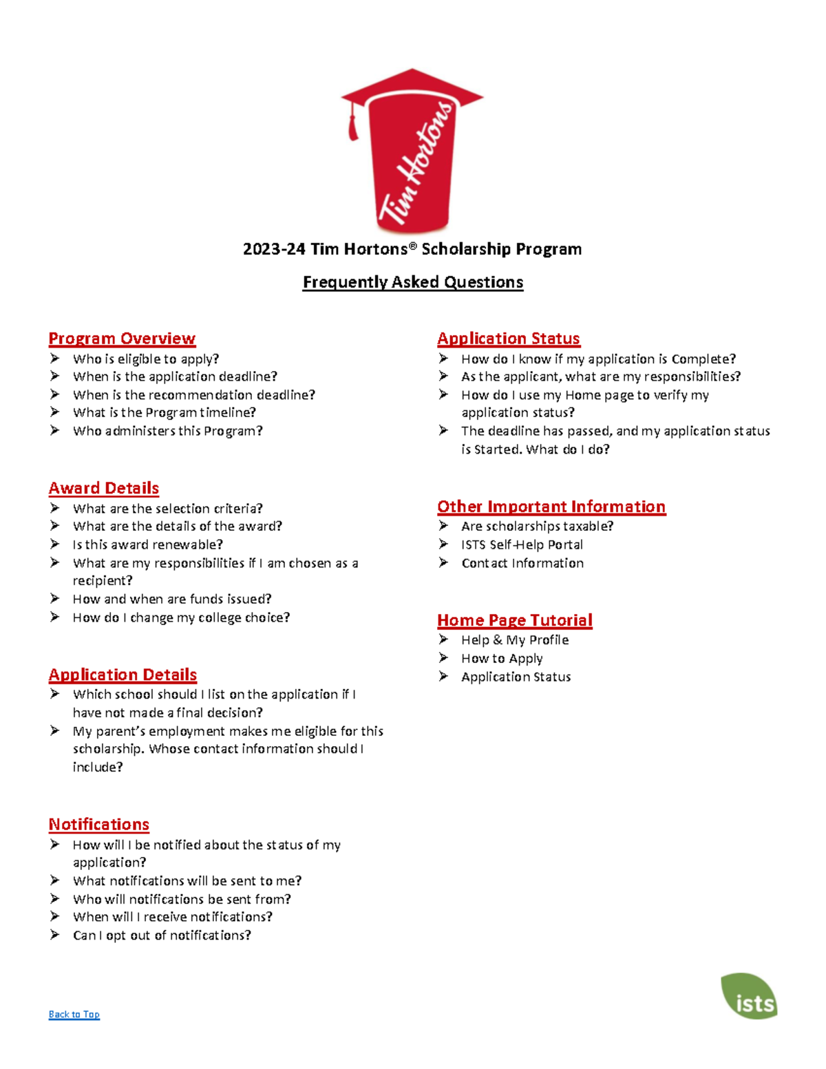 23-24 Tim Hortons Scholarship Program FAQs & Application Guide - Studocu