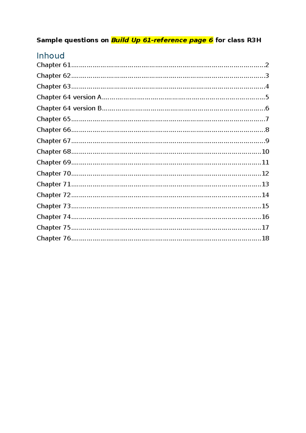 Sample Questions on Build Up 61 - R3H Class Reference Material ...