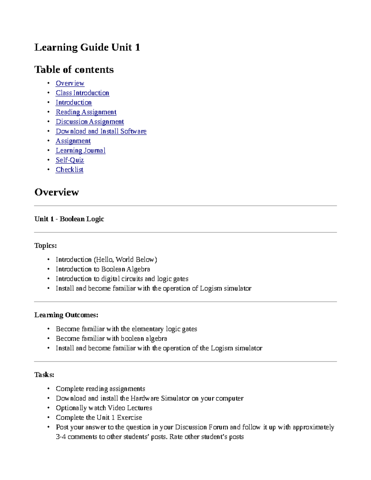 CS 1104 - AY2024 - Learning Guide: Unit 1 Overview and Assignments ...