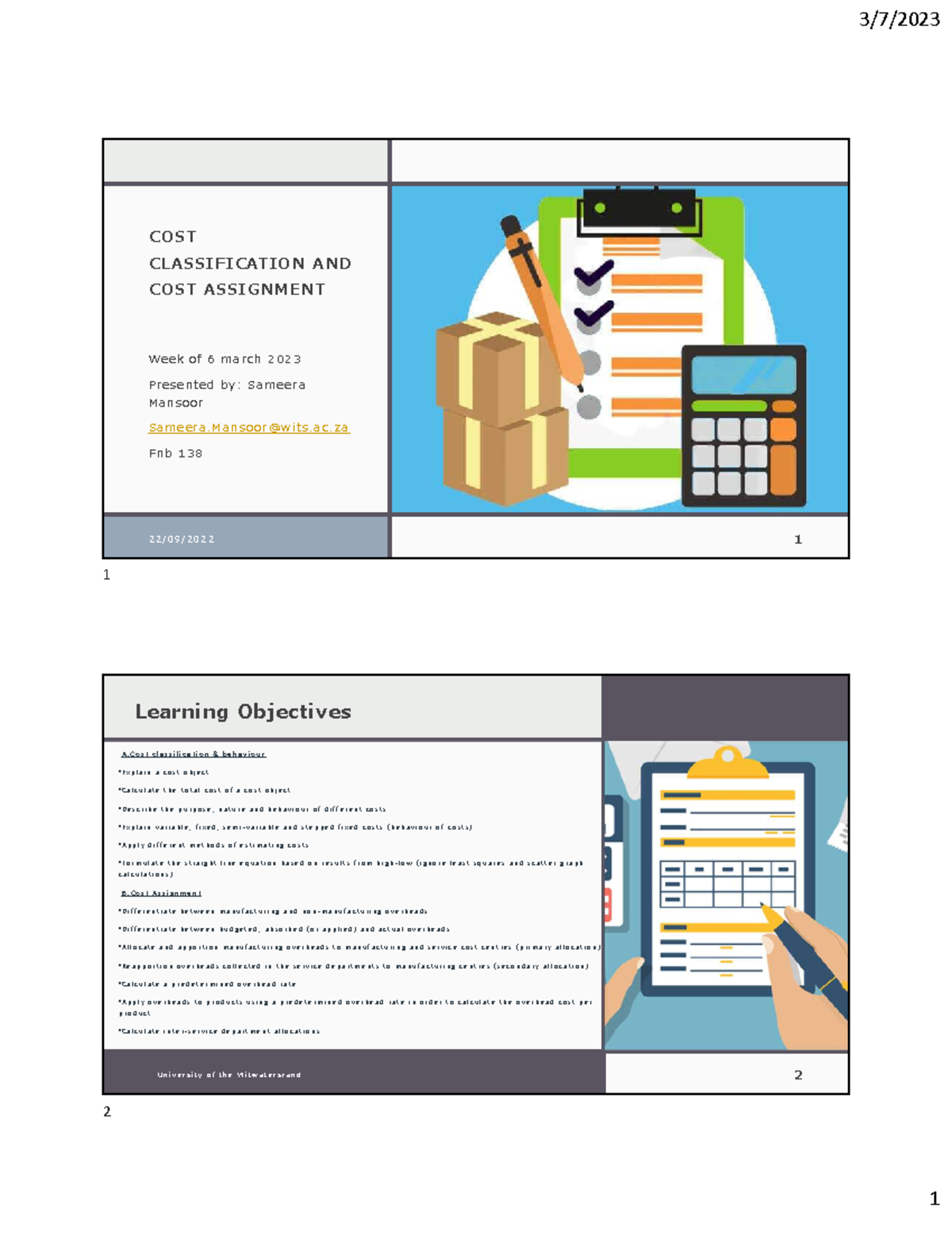 Cost Allocation & Assignment Notes - FNB 138 - March 2023 - Studocu