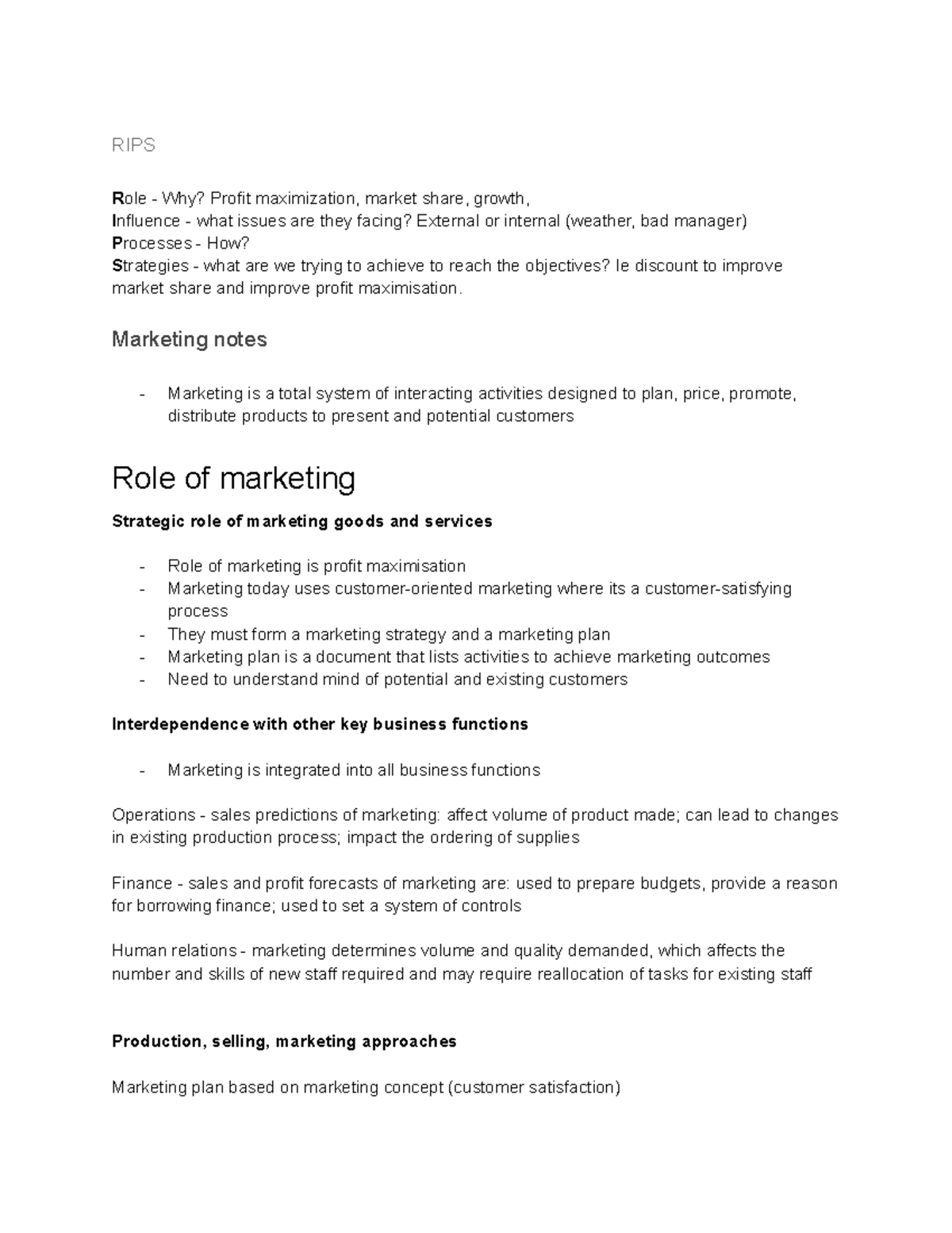 Marketing (MKT101) Extensive Textbook Notes on Strategies and Practices ...