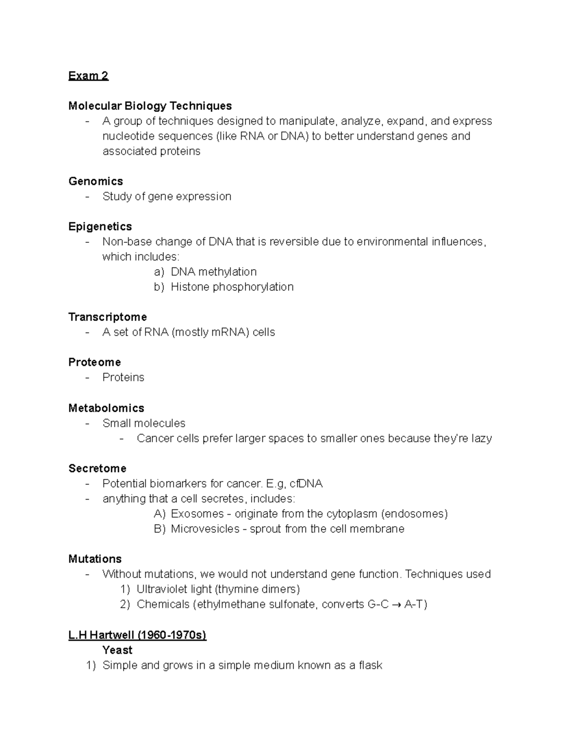 Exam 2 Notes on Molecular Biology Techniques (BIO 202) - Studocu