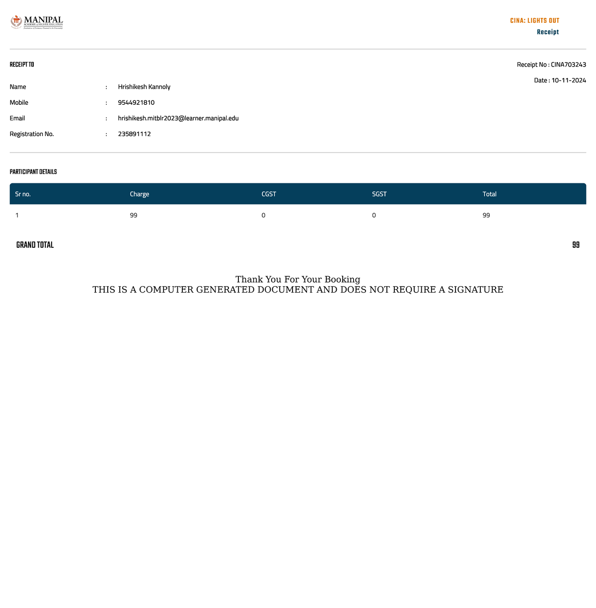 Receipt - Example recipient - Financial Accounting - Thank You For Your ...