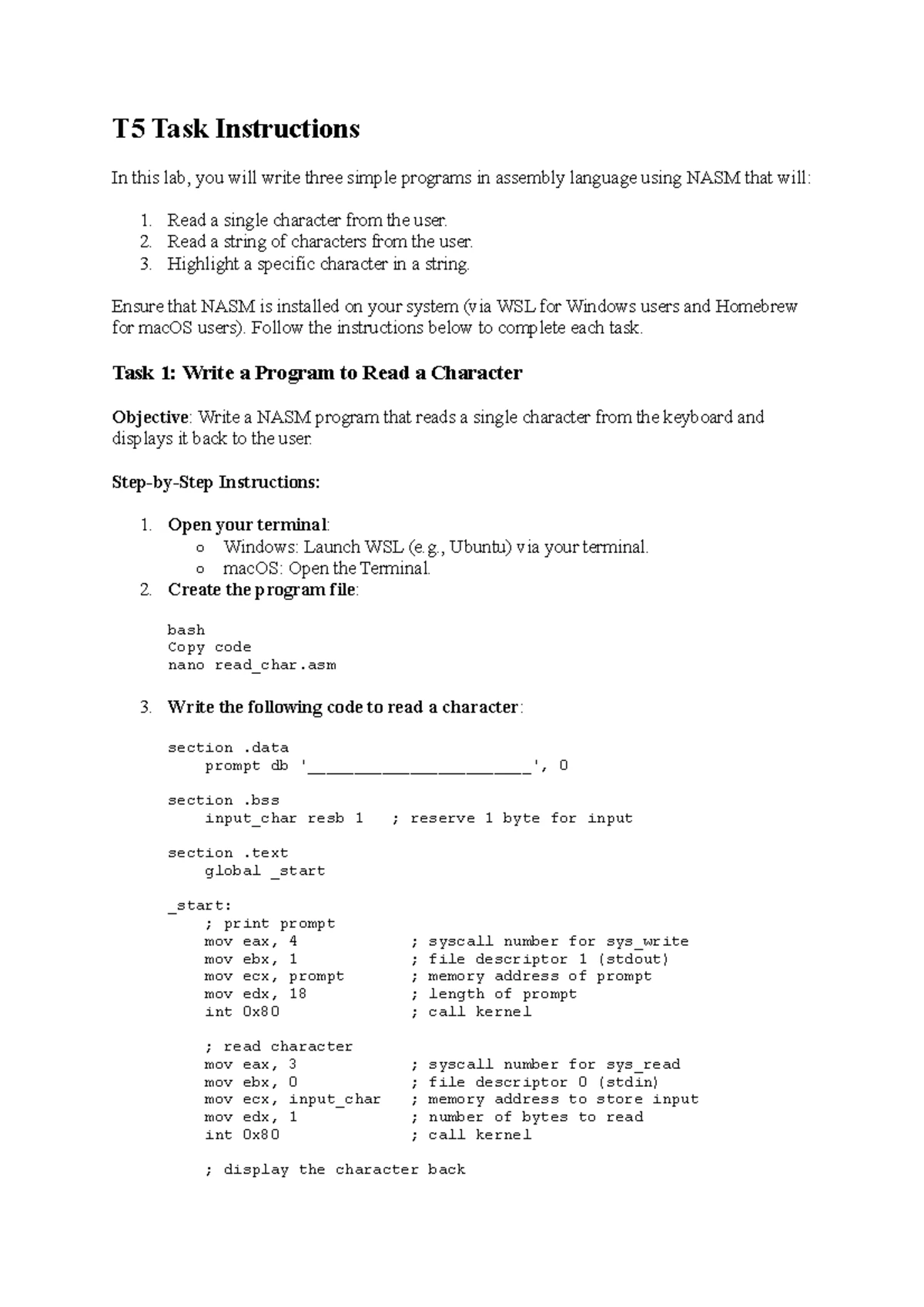 T5 Practice: NASM Programs for Character Case, Vowel Count, and String ...