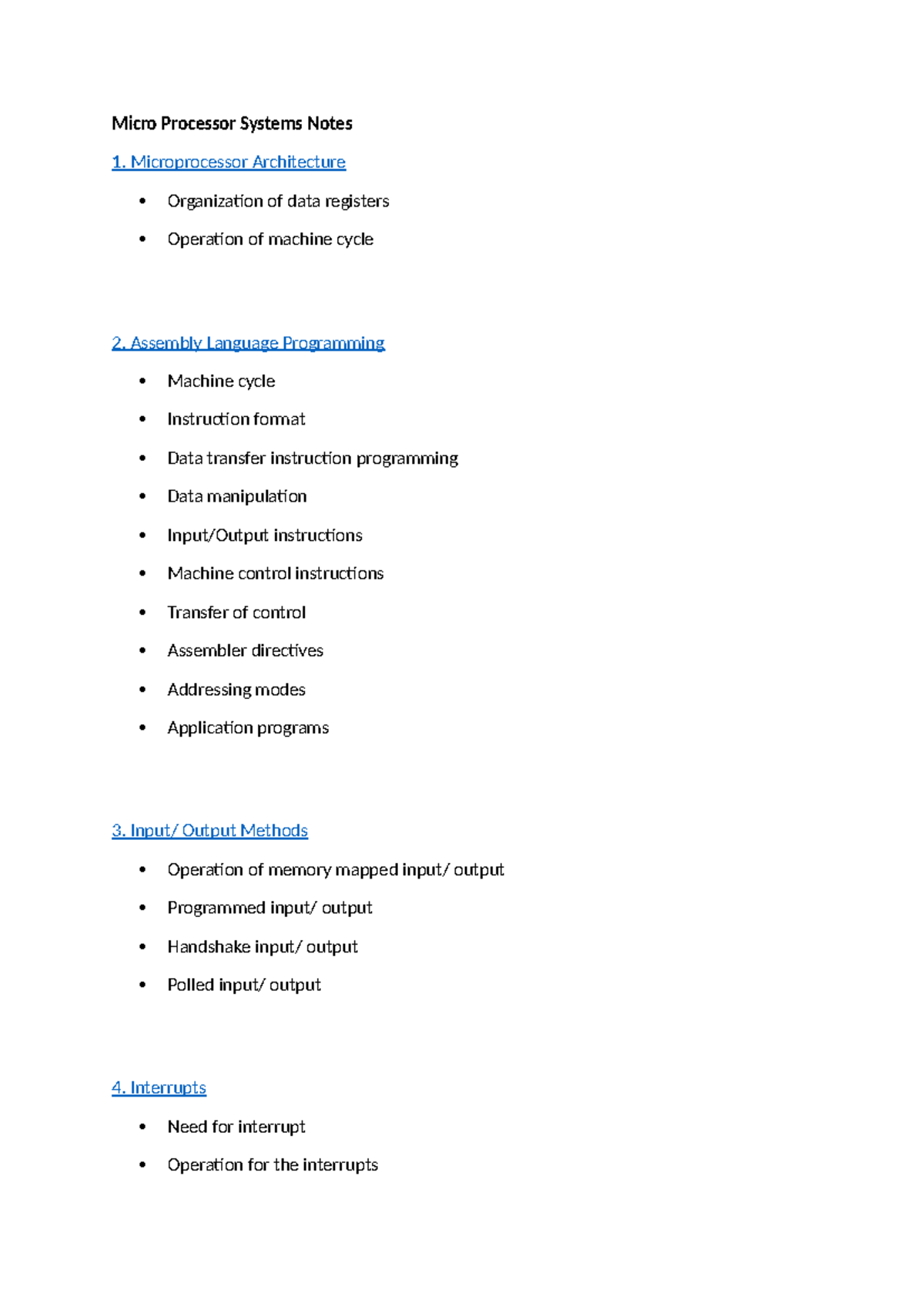 Micro Processor Systems Notes: Architecture, Programming & Control ...