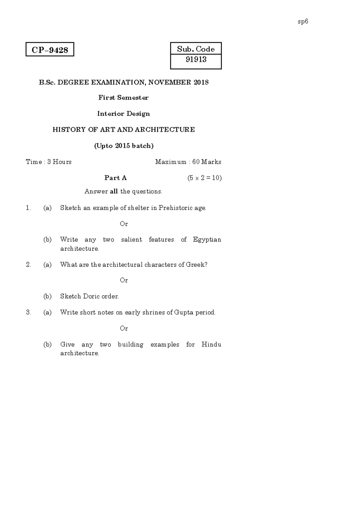 2018 Nov. B.Sc. Interior Design - Exam Papers & Practical Assignments ...