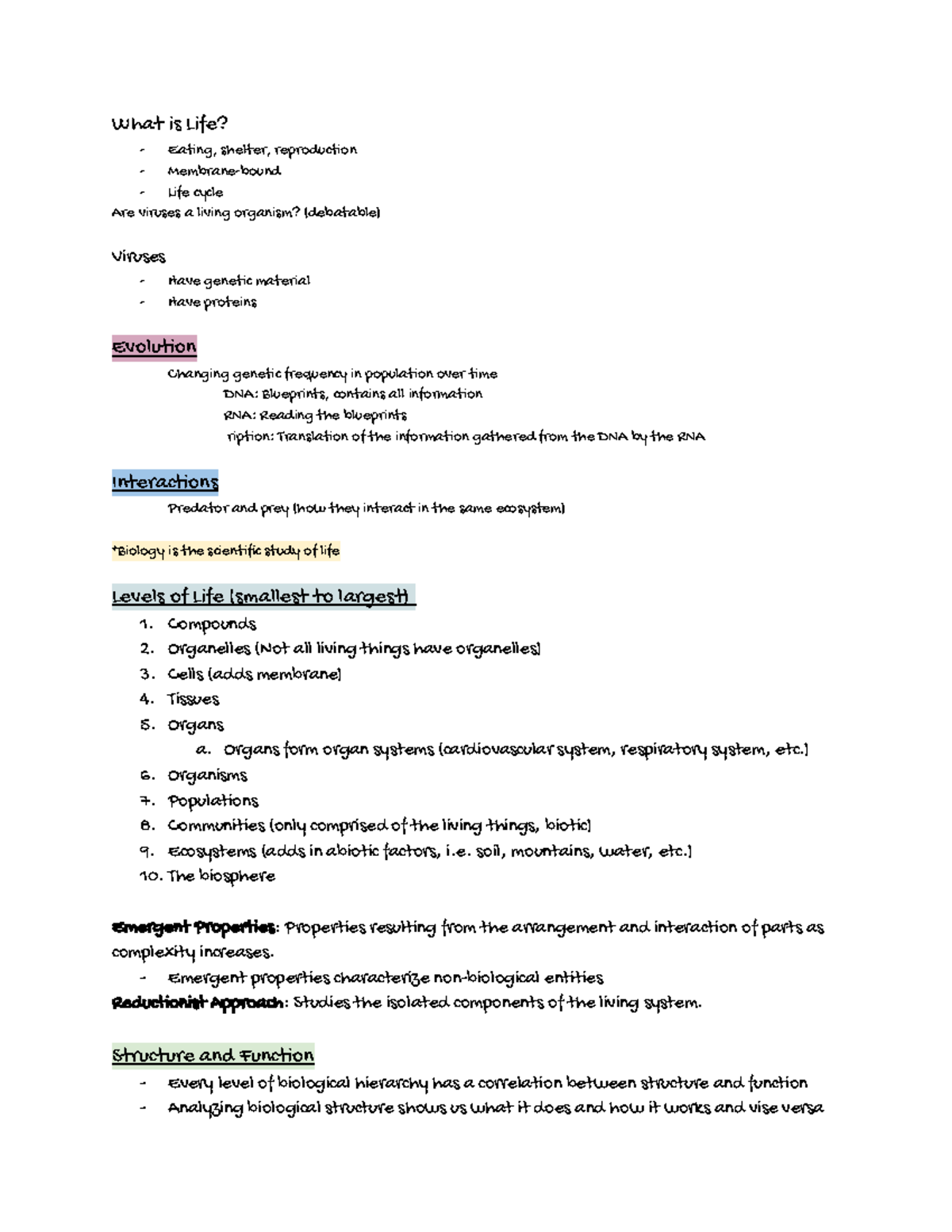 Chapter 1 Notes - Principles of Biology I with Mr. James Boudreau ...