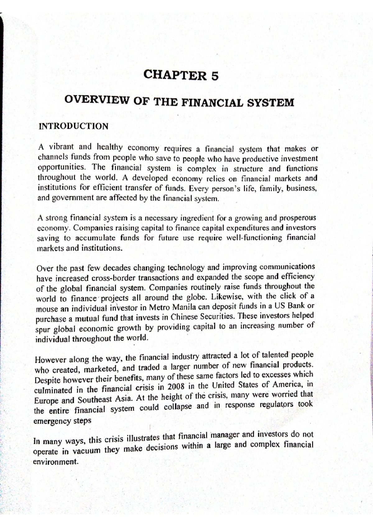 Chapter 5 - Overview of the Financial System (FIN 101) - Studocu