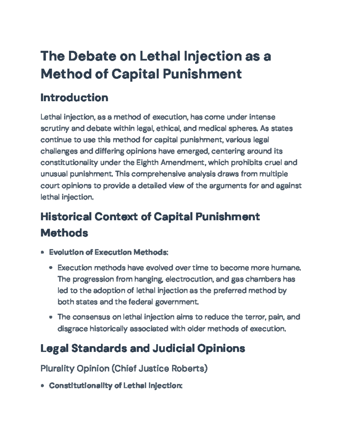 Debate on Lethal Injection: Legal & Ethical Perspectives (CJS 401 ...