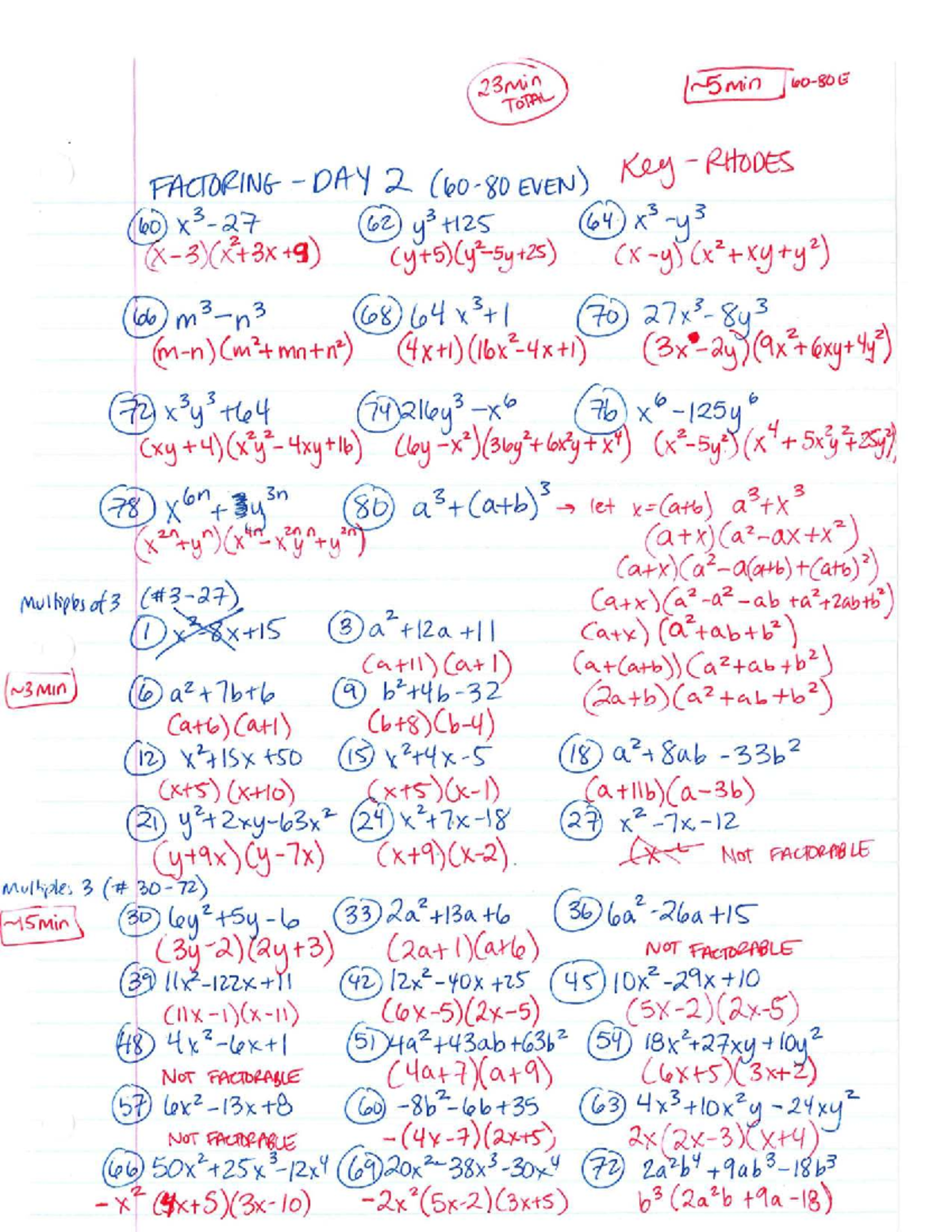 Factoring Day 2 KEY - ts is Abt algebra 2 which is cool - j i o-SO 2 O ...