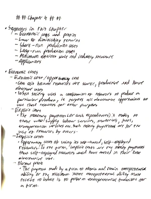 ECO 101 Chapter 4 Summary: Economic Costs and Production Insights - Studocu