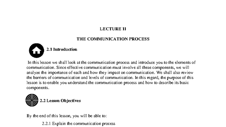 LECTURE 1I: UNDERSTANDING THE COMMUNICATION PROCESS - Studocu