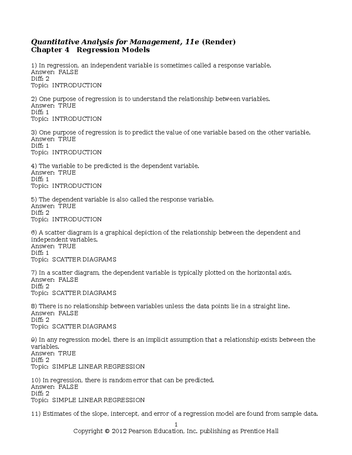 Chapter 4 Regression Models: Key Concepts and Insights - Studocu