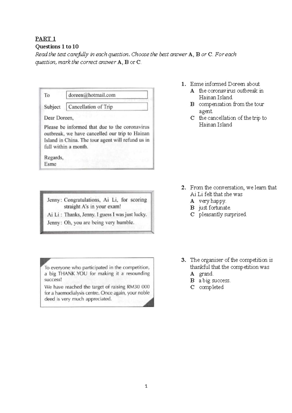 UD 1 FORM 3 2026 - English Exam Practice Questions and Answers - Studocu