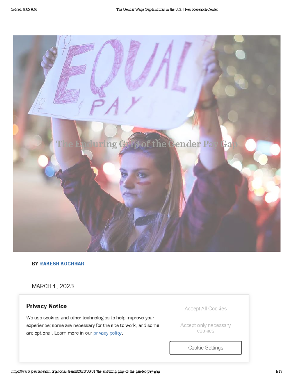 The Enduring Gender Wage Gap in the U.S. - Pew Research Center Analysis ...