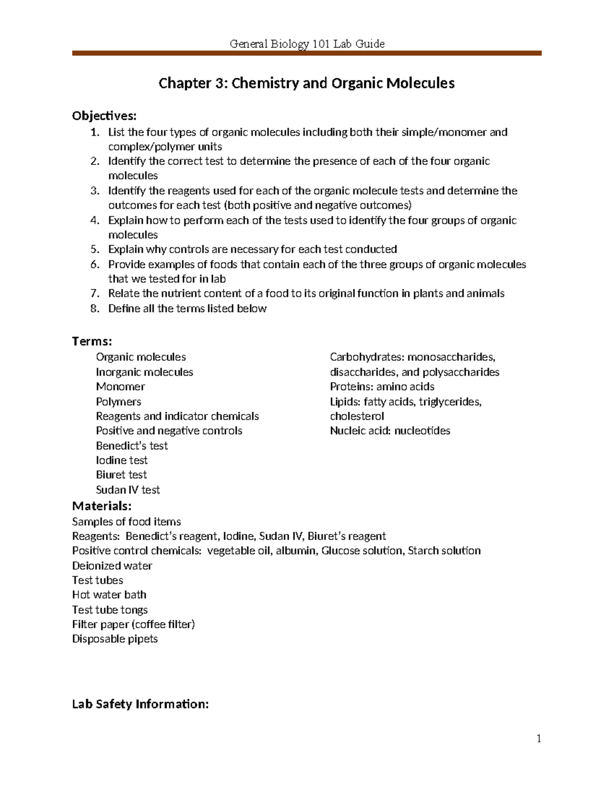 Biology 101 Lab: Testing Food for Macromolecules & Control Experiments ...