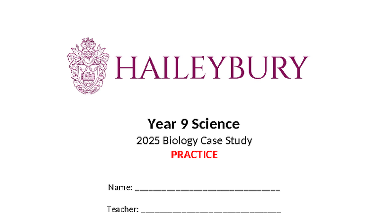 2025 S2 Year 9 Biology Case Study Practice on Immunity - Studocu