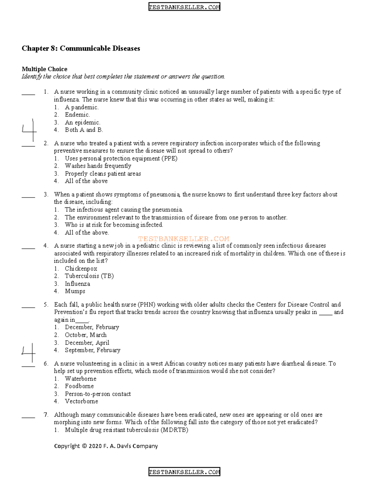 Ch08 - Communicable Diseases Study Questions & Answers - Studocu