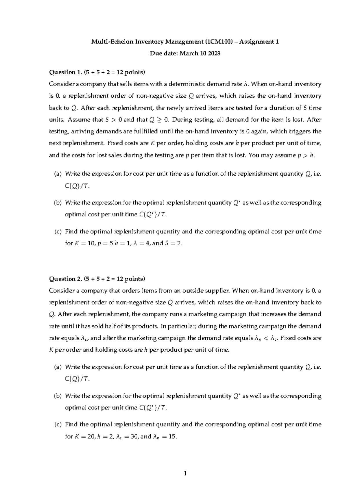 Multi-Echelon Inventory Management (1CM100) – Assignment 1 Insights ...