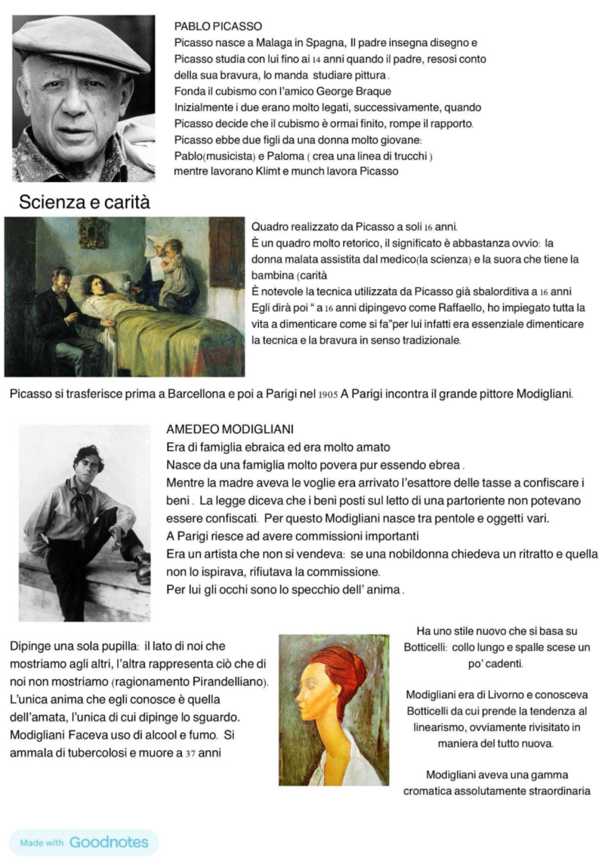 Pablo Picasso e Amedeo Modigliani: Storia e Stili Artistici - Studocu