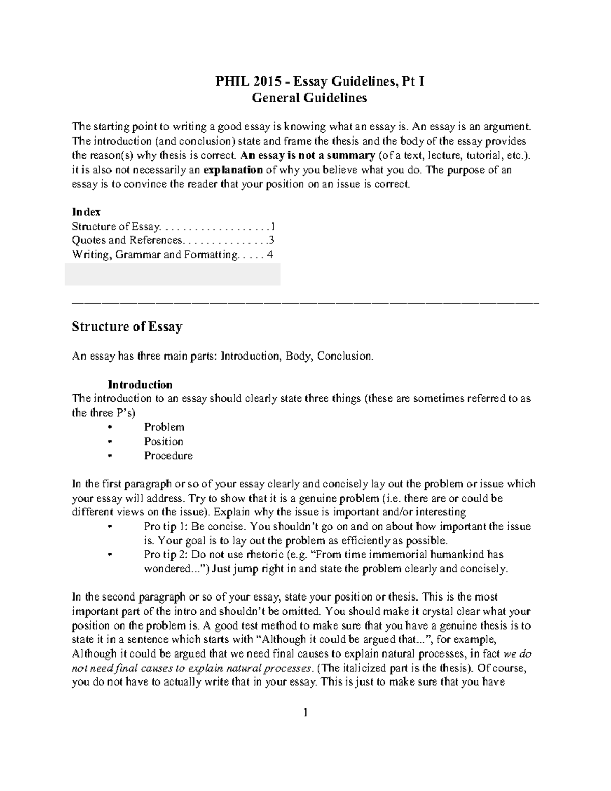 PHIL 2015 Essay Guidelines: Structuring Your Argument - Studocu