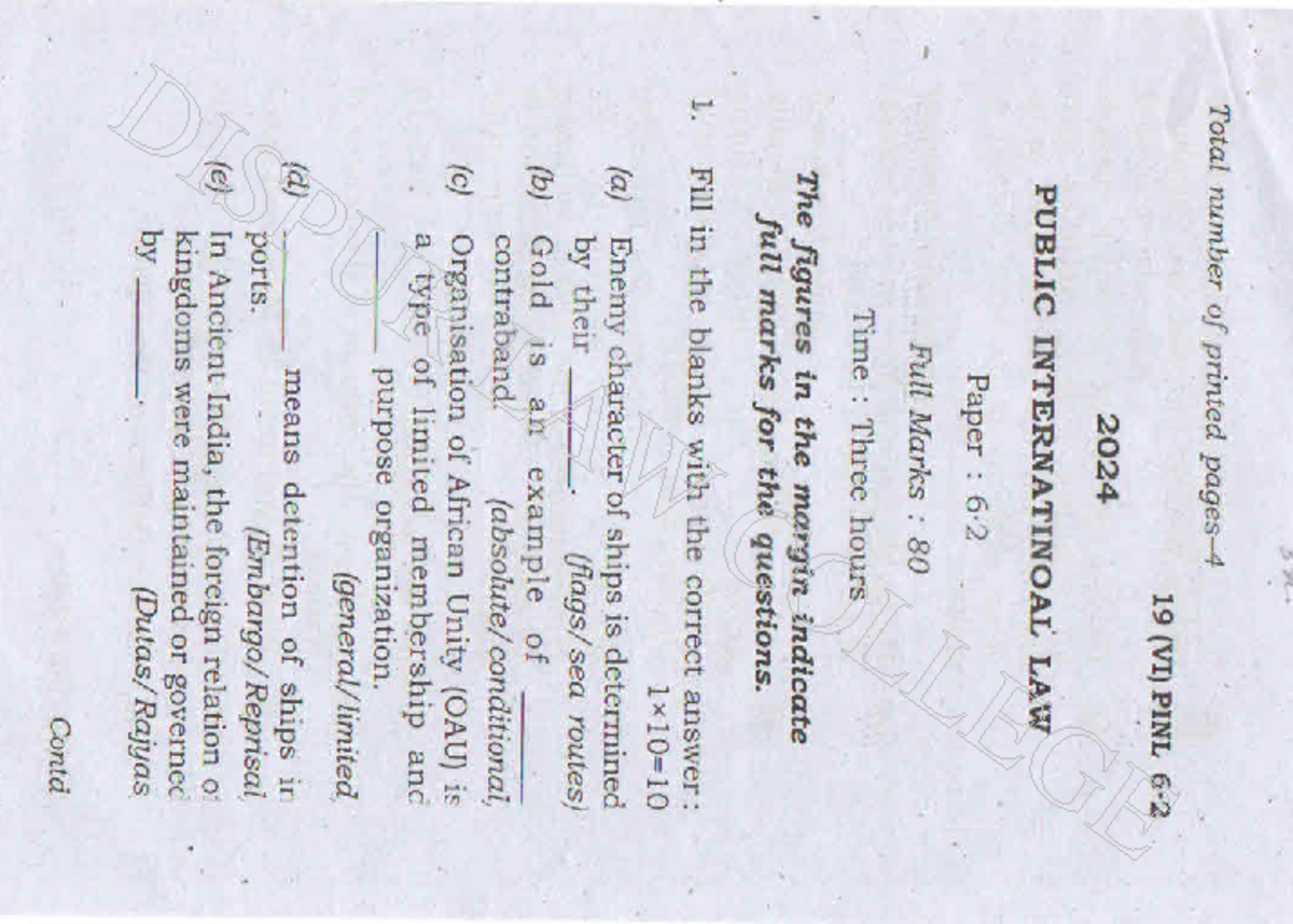 Public International Law 2024 - Bachelor of Law (LLB) - DISPUR LAW ...