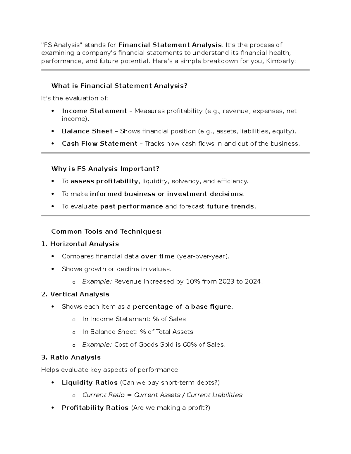 Financial Statement Analysis Overview: Key Tools & Techniques - Studocu