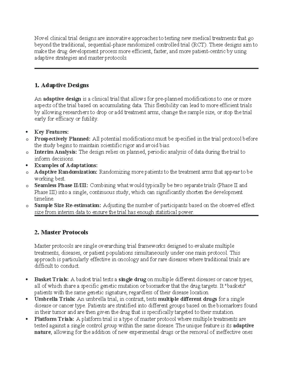 Innovative Clinical Trial Designs: Adaptive & Master Protocols - Studocu