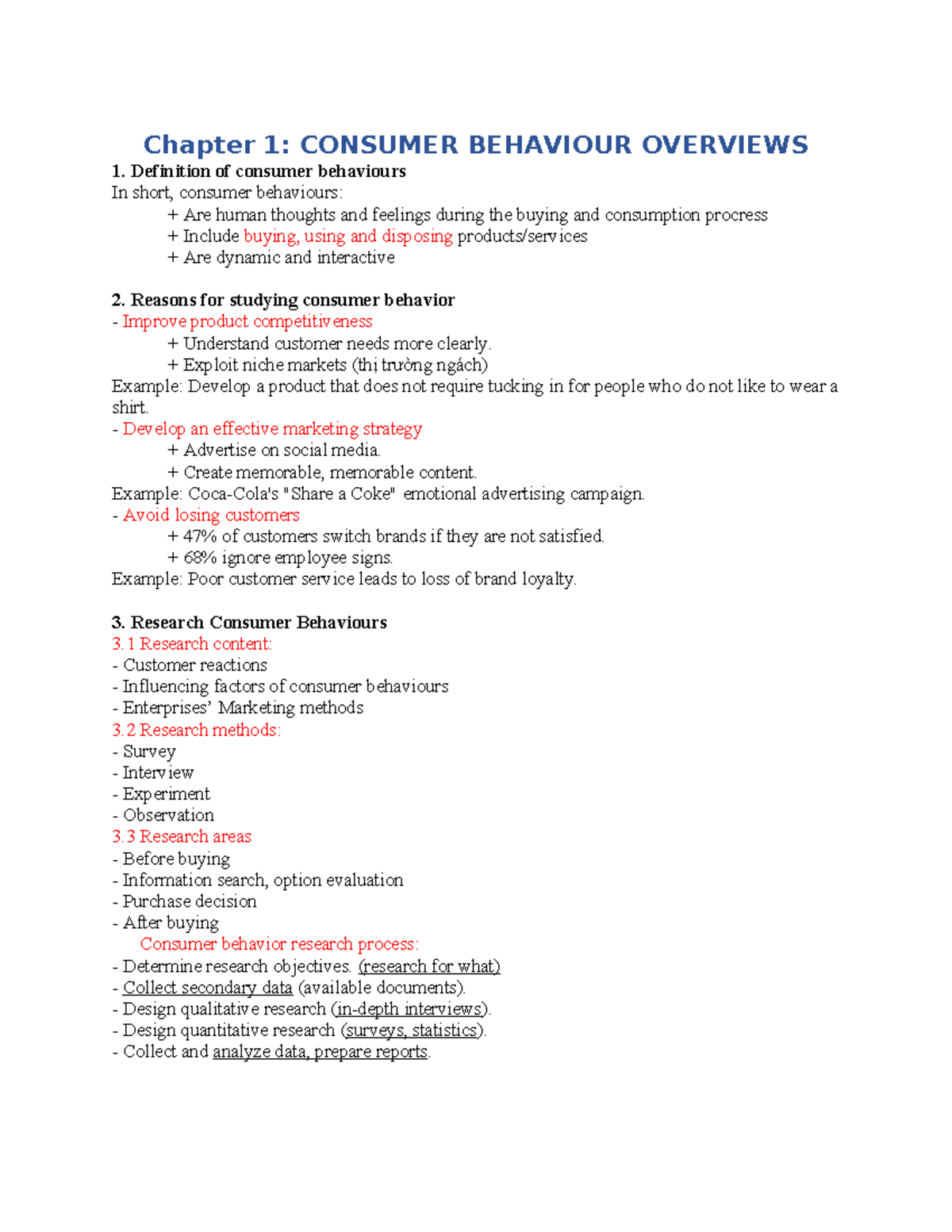 Chapter 1: Consumer Behavior Overview - HVKH Course Notes - Studocu