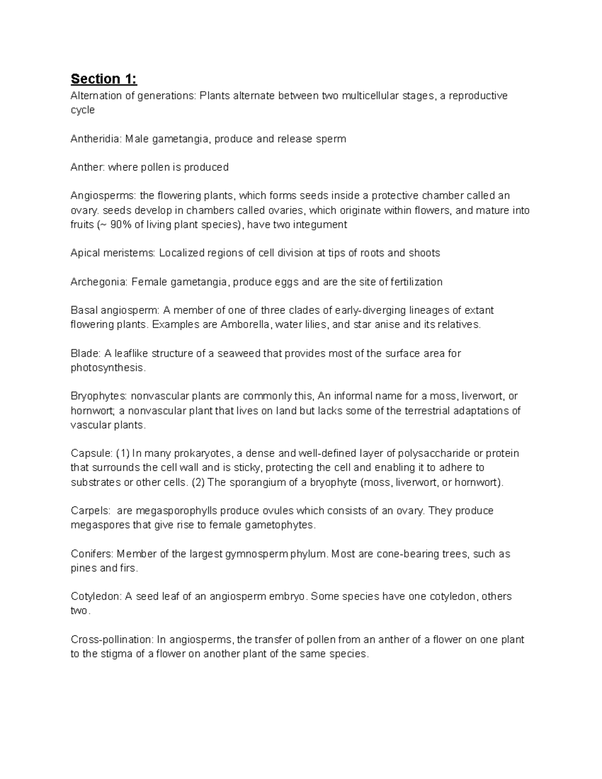 Bio 1002: Key Terms and Definitions for Chapter 1 Study Guide - Studocu