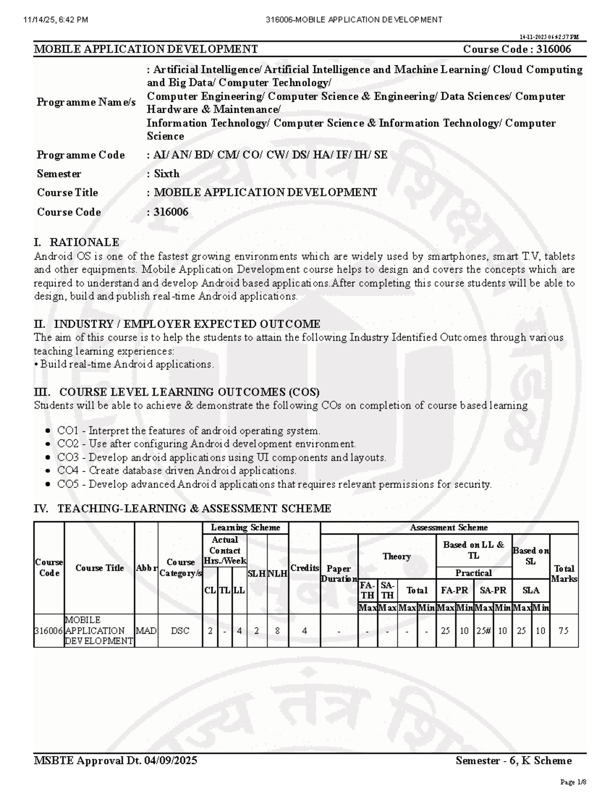 Mobile Application Development Course Notes (316006) - Semester 6 - Studocu