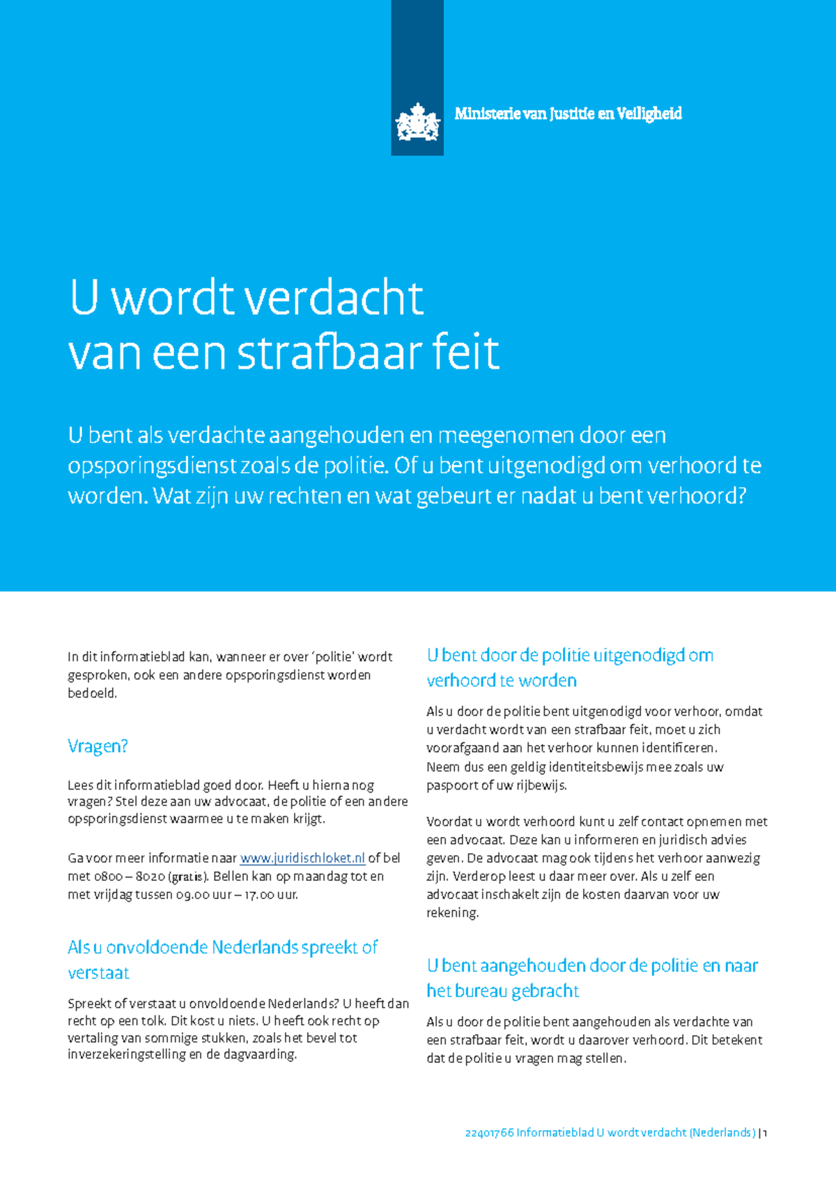 Informatieblad: Uw Rechten als Verdachte van een Strafbaar Feit ...