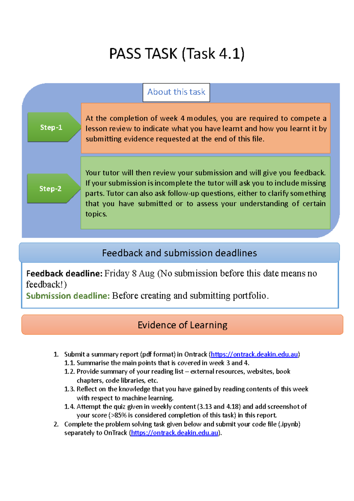 SIT720-4 Lesson Review & Evidence of Learning Task 4.1 - Studocu