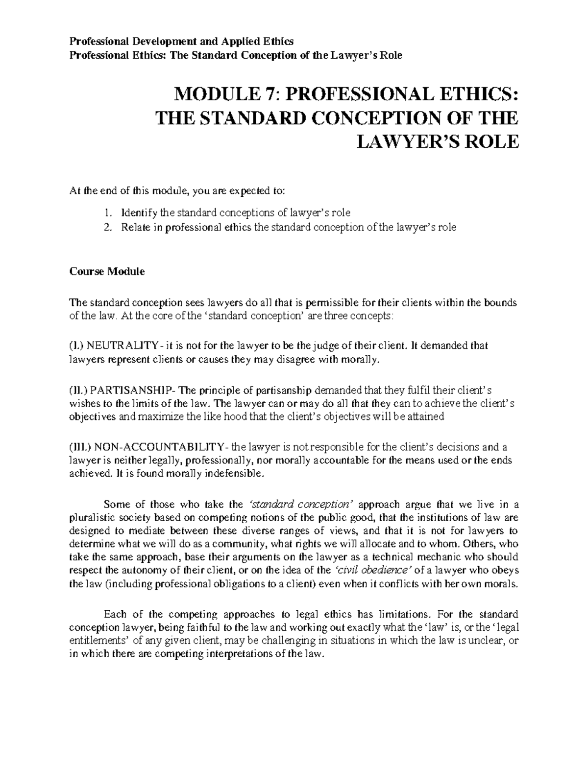 Week 8-9 - Professional Ethics - Professional Development and Applied ...