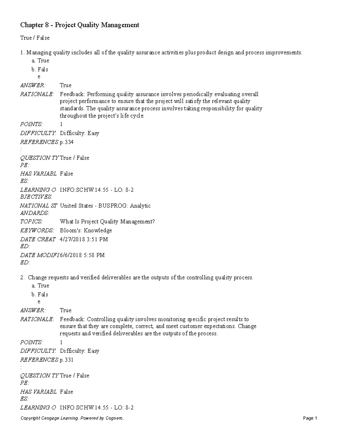 Chapter 8: Project Quality Management - Practice Questions & Answers ...