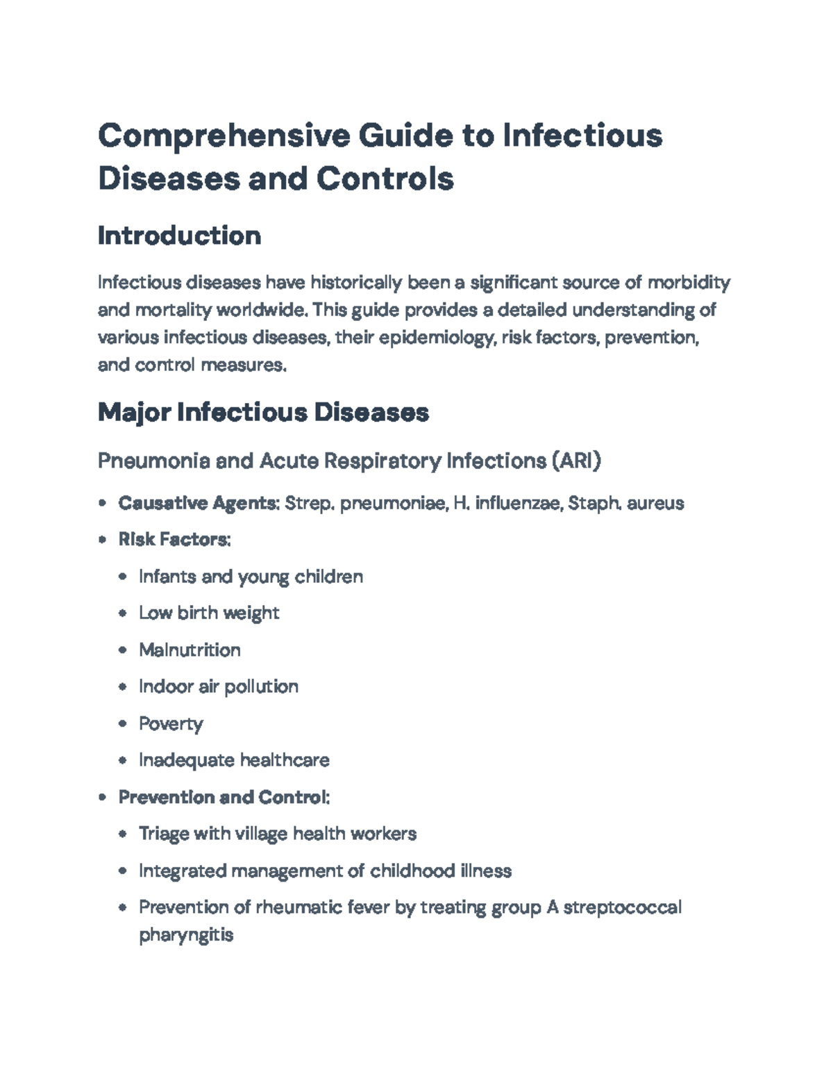 Comprehensive Guide to Infectious Diseases and Control Measures (PHC ...