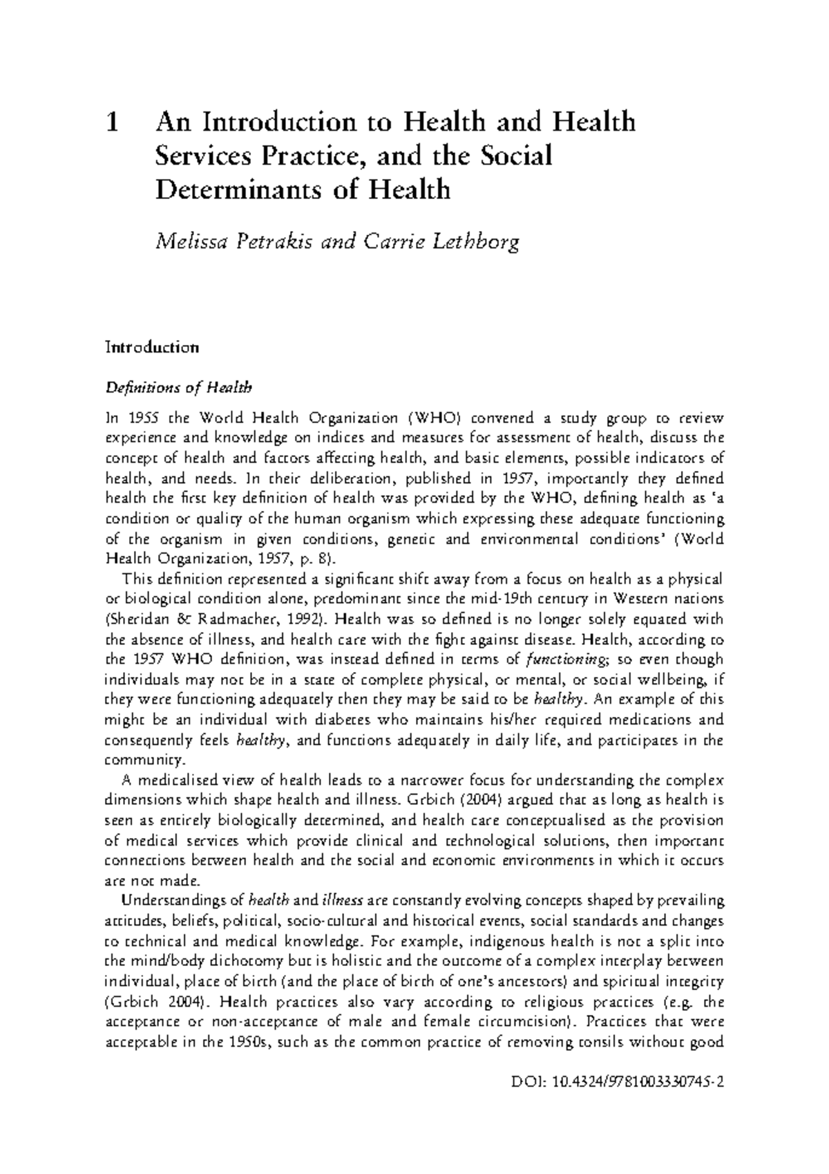 Introduction to Health Services Practice & Social Determinants of ...