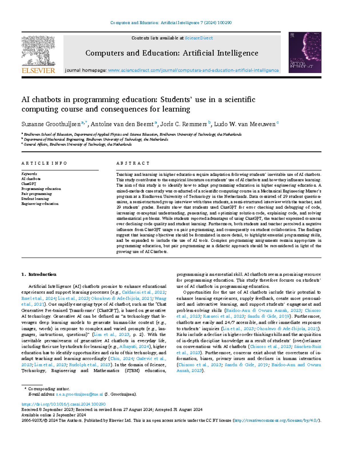 1-s2.0-S2666920 X24000936-main - AI chatbots in programming education ...