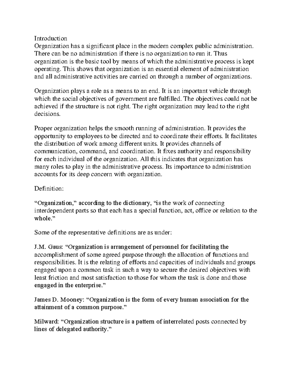 Organization in Public Administration: Key Theories and Concepts - Studocu