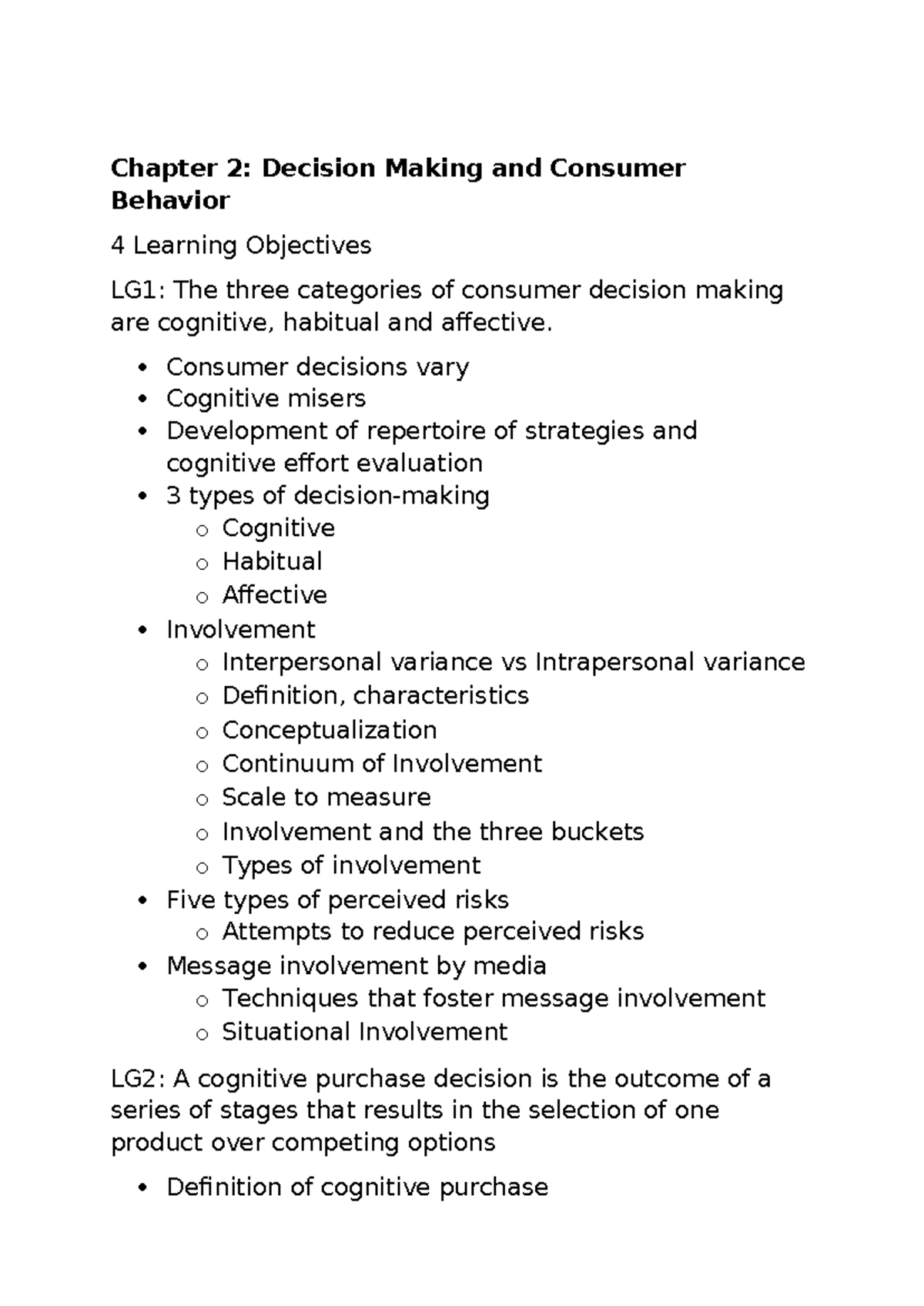Chapter 2 Mindmap: Summary of Decision Making in Consumer Behavior ...