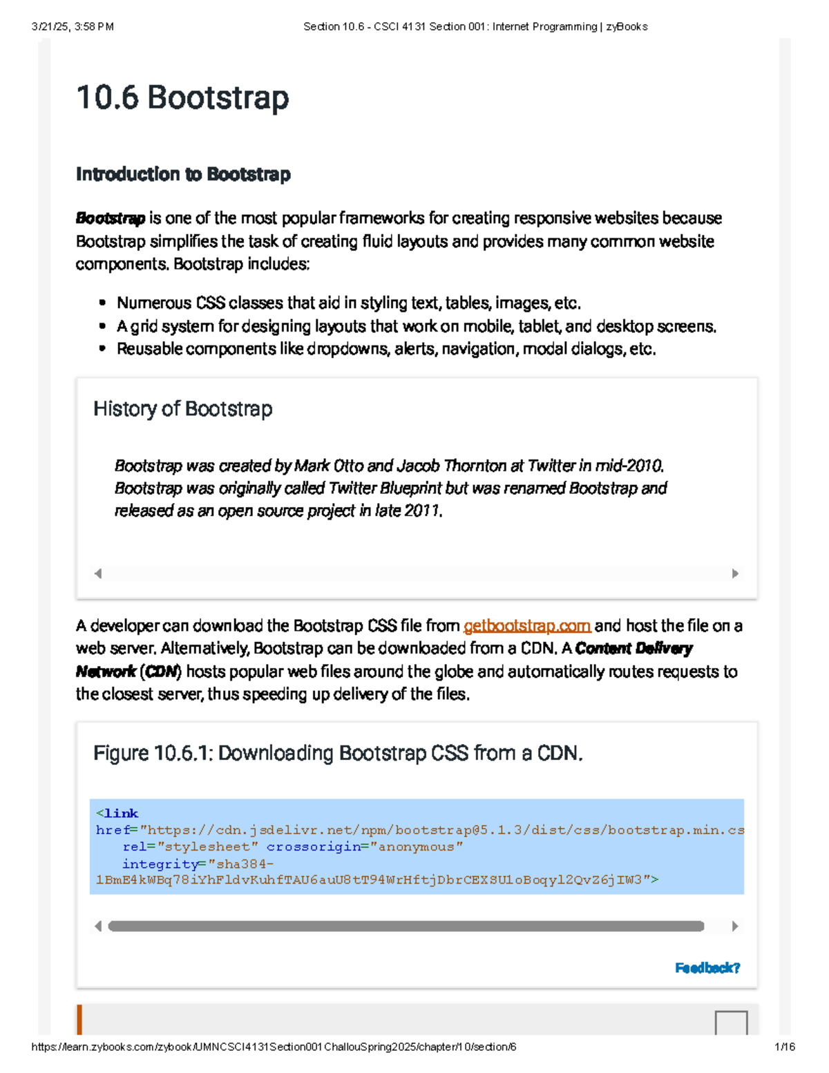 CSCI 4131 Section 001: Internet Programming - Bootstrap Concepts and ...