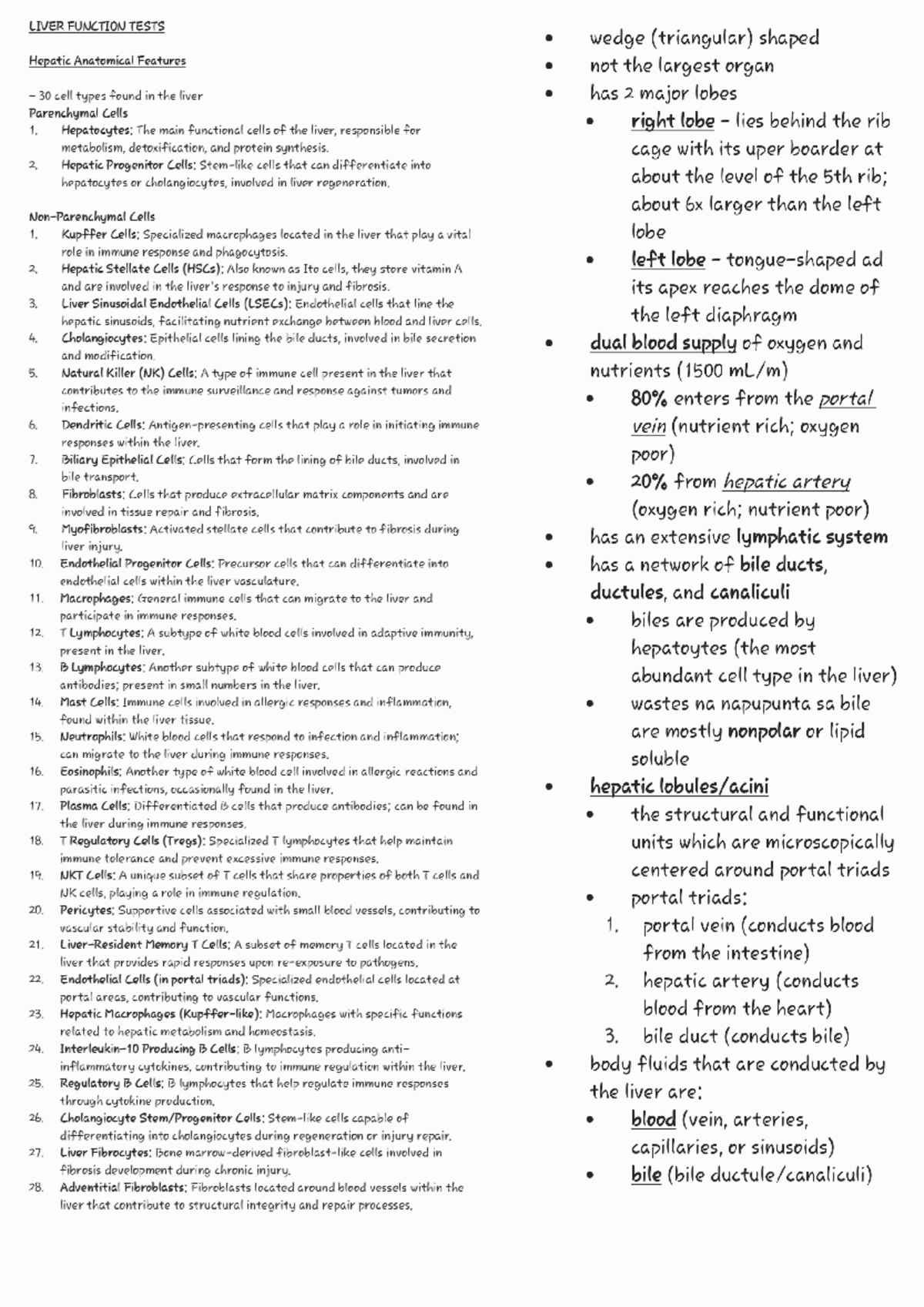 CC2 liver function notes - LIVER FUNCTION TESTS wedge (triangular ...