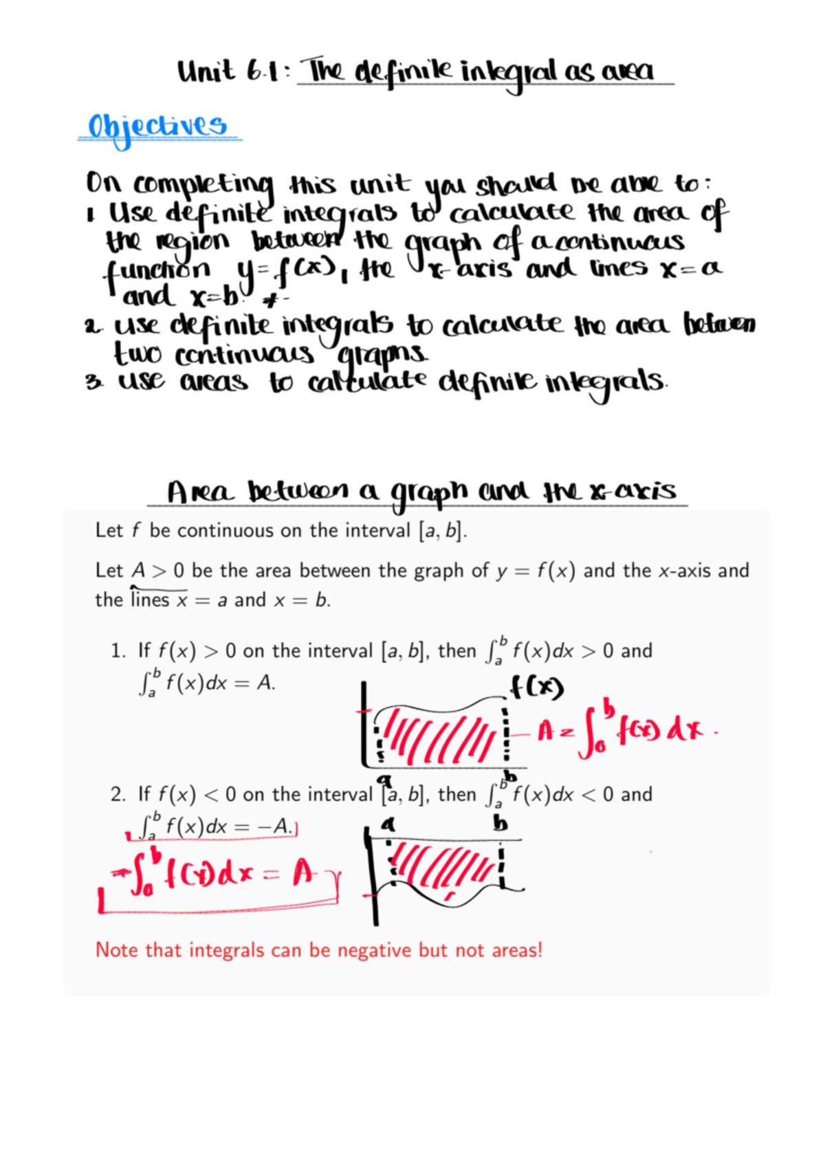 Unit 6.1: Definite Integral as Area - Studocu