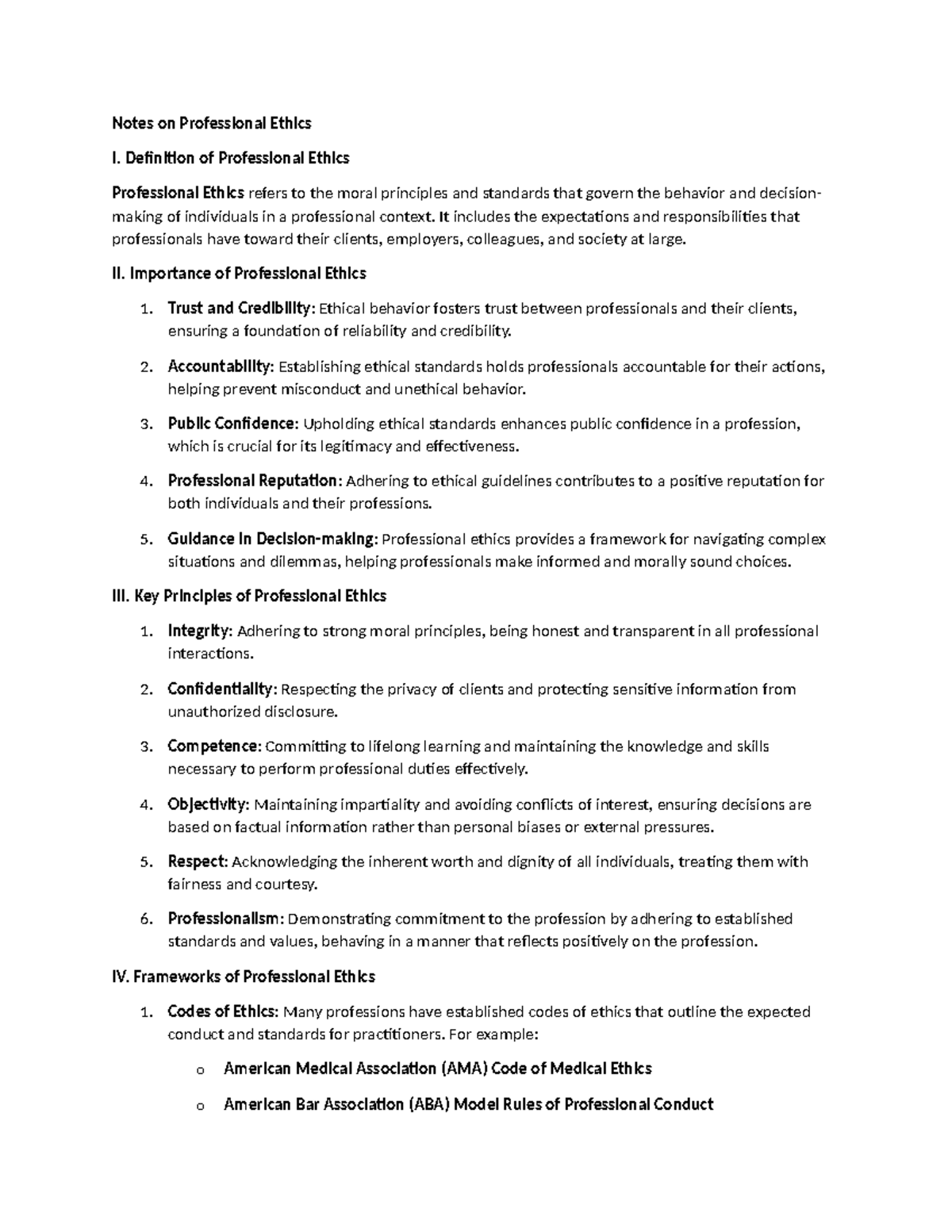 Professional Ethics: Key Concepts and Importance in Practice - Studocu