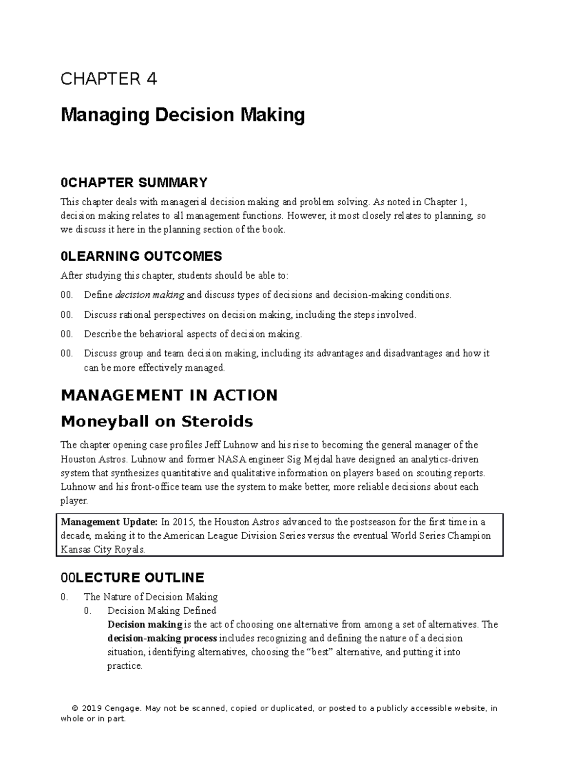 Griffin 9e IM Ch 4 edited - CHAPTER 4 Managing Decision Making 0CHAPTER ...