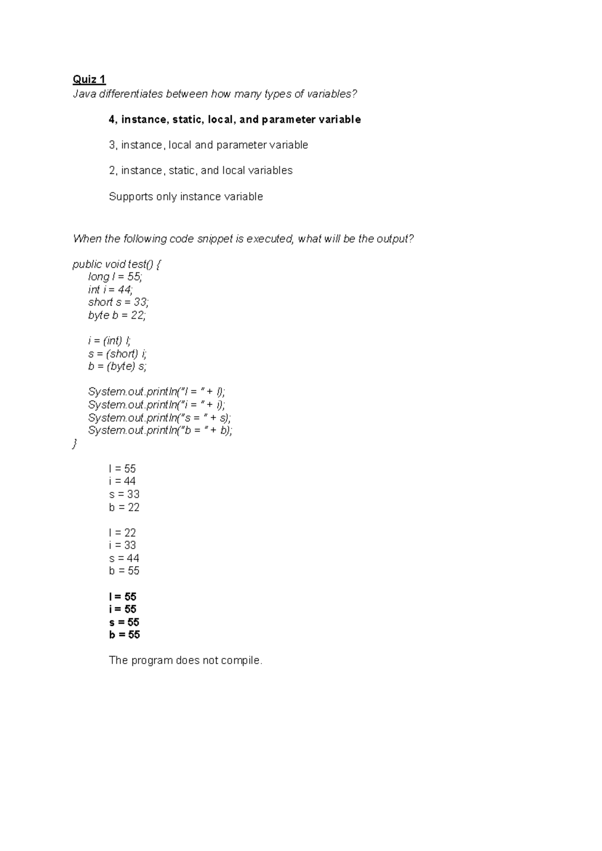 CP213 Midterm Practice Quiz Questions and Answers - Studocu